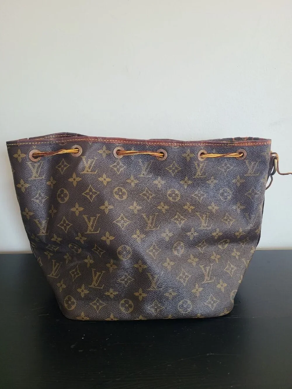 Louis Vuitton Monogram Petit Noe Shoulder Bag Brown For Parts Authentic